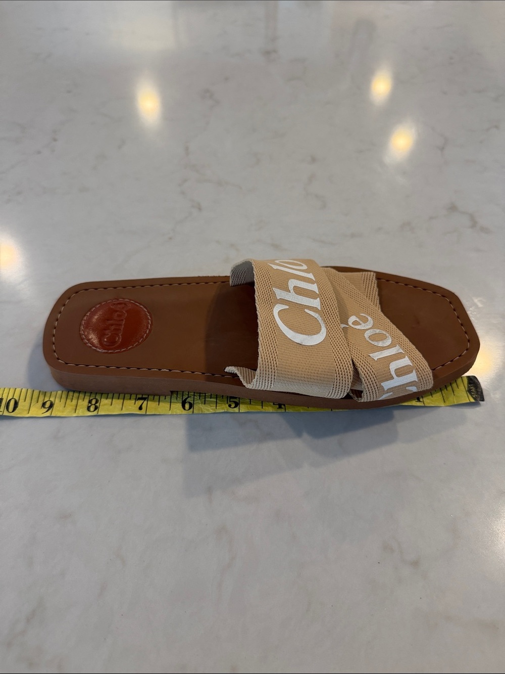 Chloé Beige Logo Slide Sandals - Picture 7 of 9